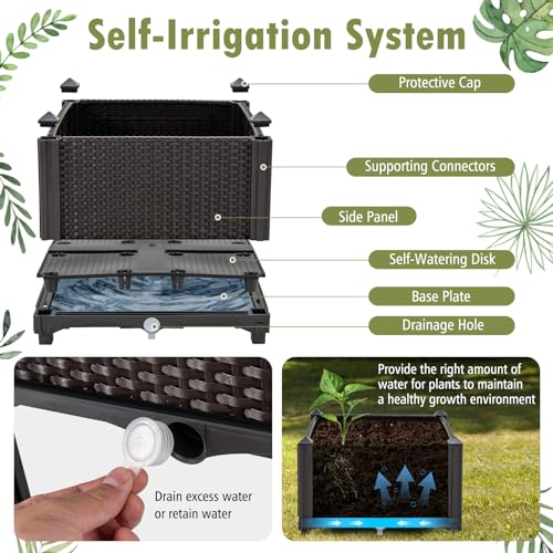 HAPPYGRILL Outdoor Raised Garden Bed, 2 Raised Planter Box with Removable Legs & Brackets, Self-Watering System, Drainage Holes, Raised Beds for Gardening, Vegetables, Fruits, Flowers, Herbs - Image 3