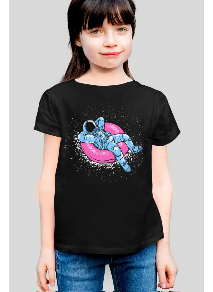 Rock&Roll Astronaut in the Pool Black Short Sleeve Girls' T-Shirt