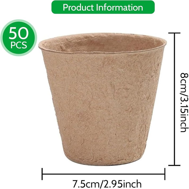 3 Inch Biodegradable Paper Pulp Seedling Pots 50Pcs Easy Transplant Nursery Seed Starter - Image 5