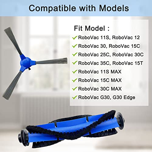 Tivcroxs 10 Pack Replacement Parts - 2 Rolling Brushes, 8 Side Brushes for Eufy RoboVac 11S, 30C, G30, 30, 15T, 15C, 12, 35C, 11S MAX, G30 Edge Robotic Vacuums - Image 2