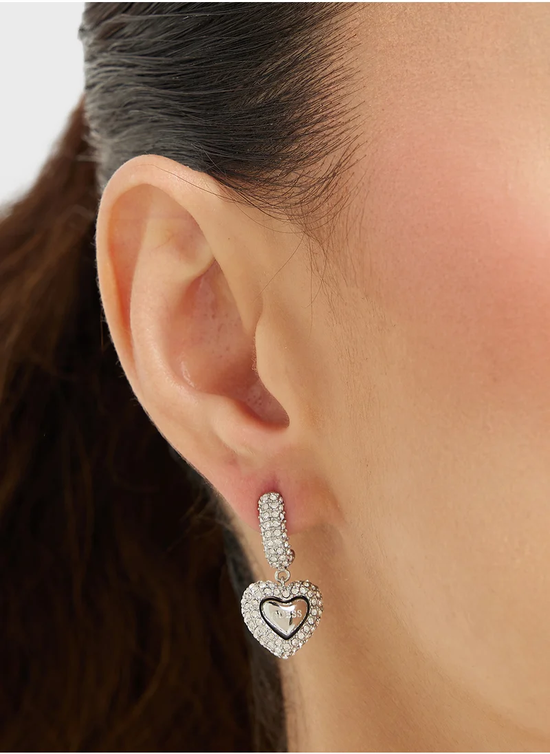 GUESS Jube05021Jwrht/U 25Mm Pave Heart Pendant Earrings