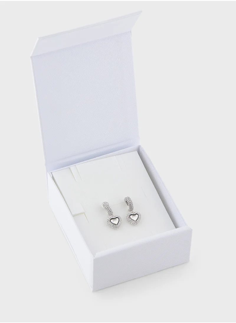 GUESS Jube05021Jwrht/U 25Mm Pave Heart Pendant Earrings