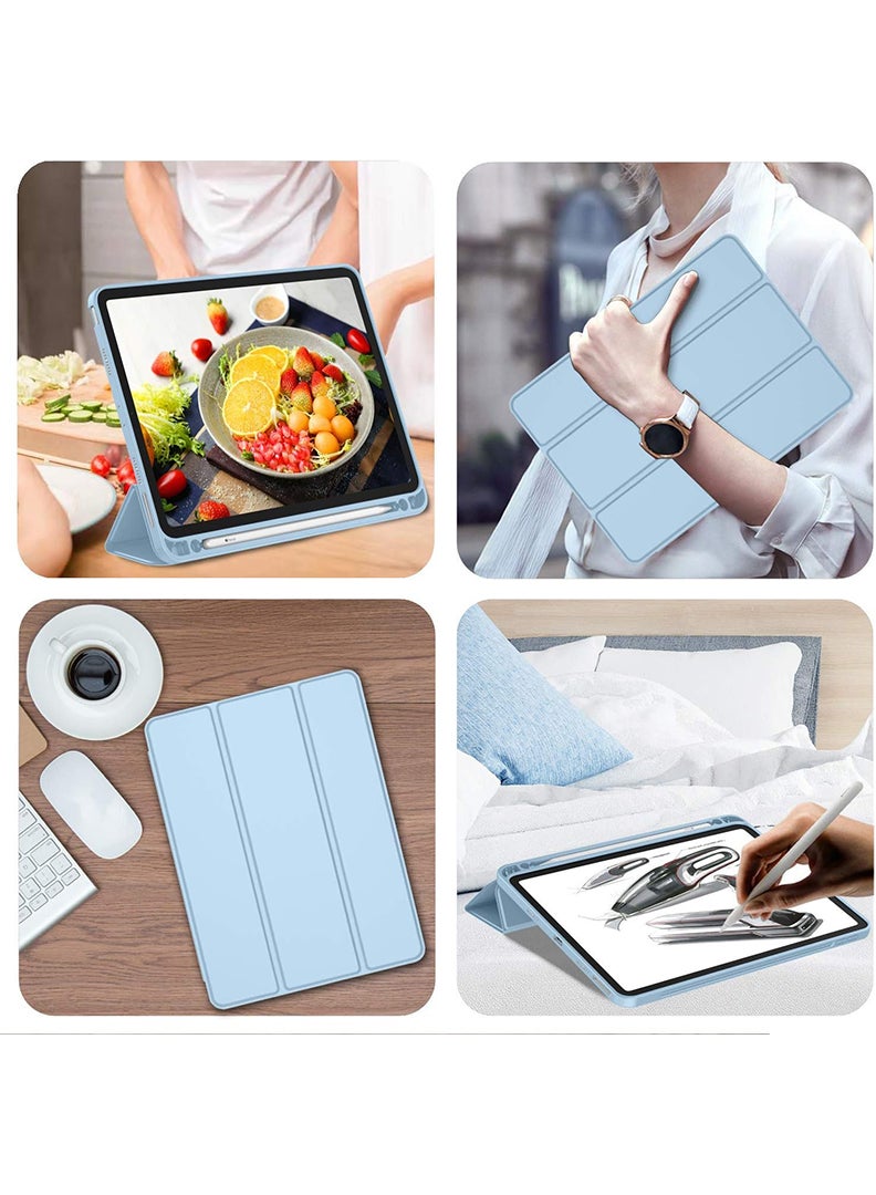Theodor iPad Pro 11 Inch Case 2022(4th Gen)/2021(3rd Gen)/2020(2nd Gen) with Pencil Holder, Smart iPad Case With Pencil Holder Slim Tablet Cover with Soft TPU Back, Auto Wake/Sleep Sky Blue - Image 4