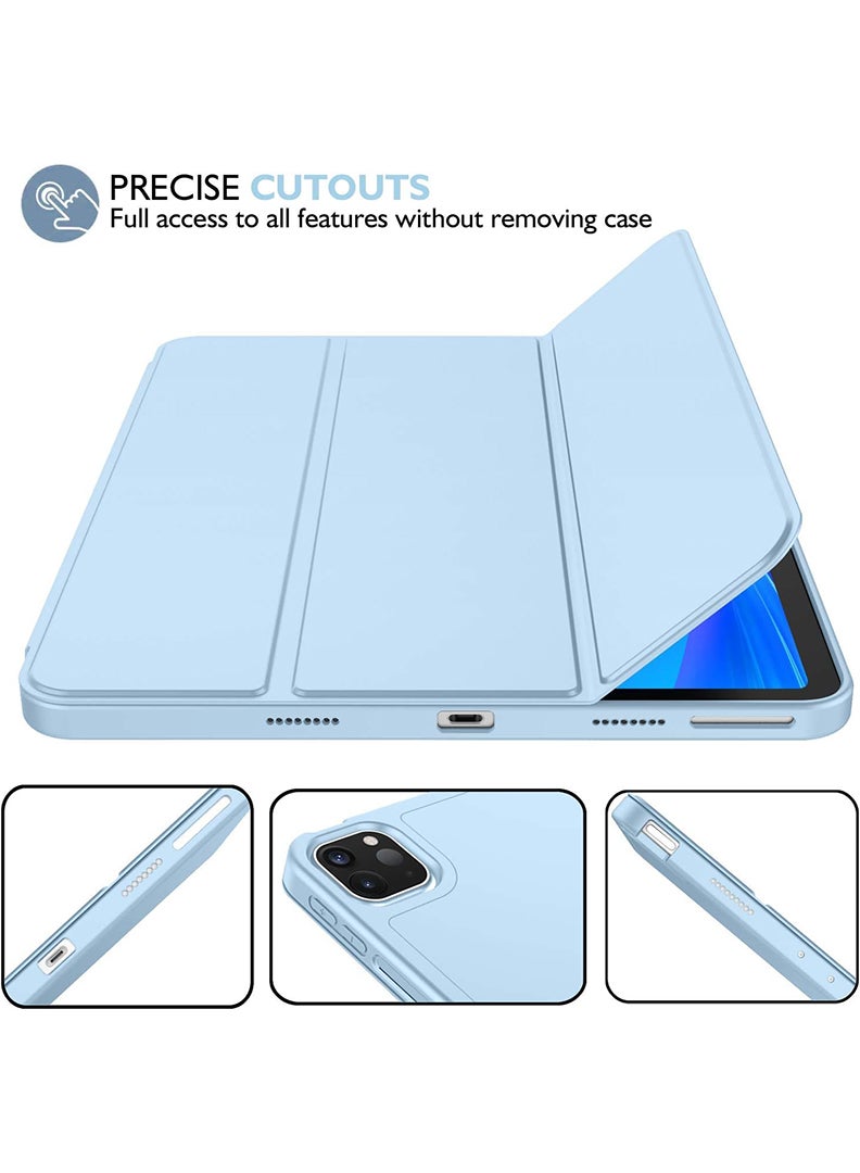 Theodor iPad Pro 11 Inch Case 2022(4th Gen)/2021(3rd Gen)/2020(2nd Gen) with Pencil Holder, Smart iPad Case With Pencil Holder Slim Tablet Cover with Soft TPU Back, Auto Wake/Sleep Sky Blue - Image 3