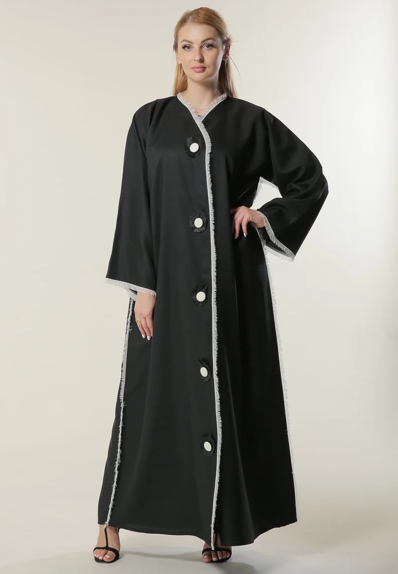 Moistreet Fringed Lace Abaya