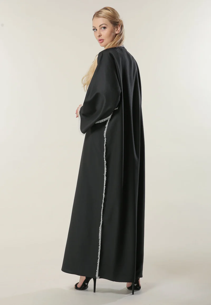 Moistreet Fringed Lace Abaya