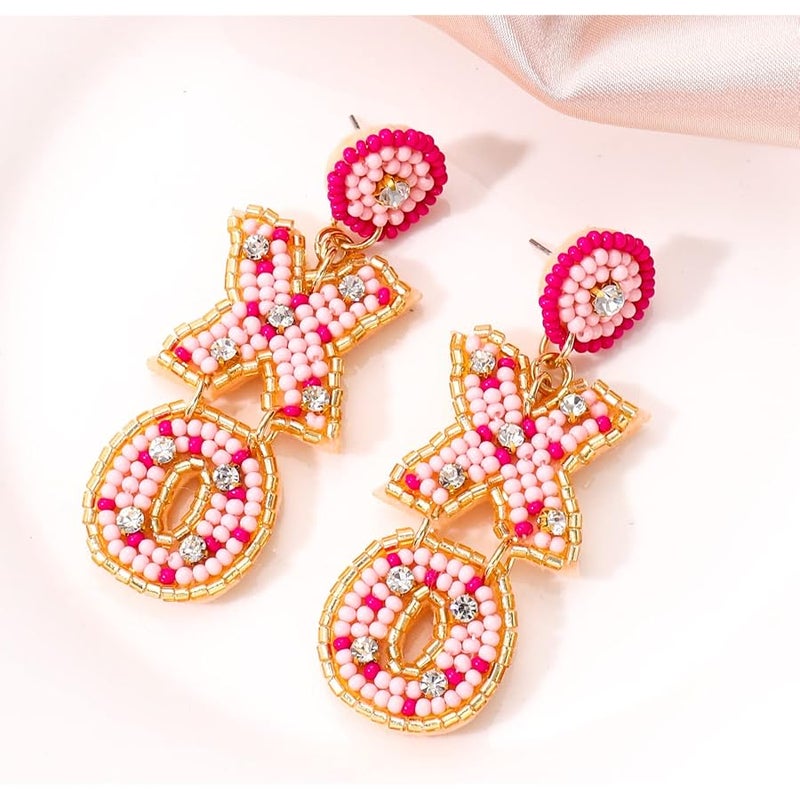 BVGA Valentine’s Heart Earrings for Women Statement Red Love Dangle Dangling Earrings Boho Handmade Beaded Drop Inlaid Pearl Rhinestone Earrings Festive Gift Ideas - Image 2