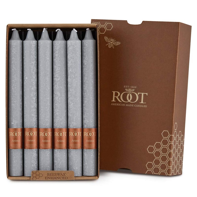 Root Candles Unscented Arista Timberline 9Inch Dinner Candles 12Count Platinum