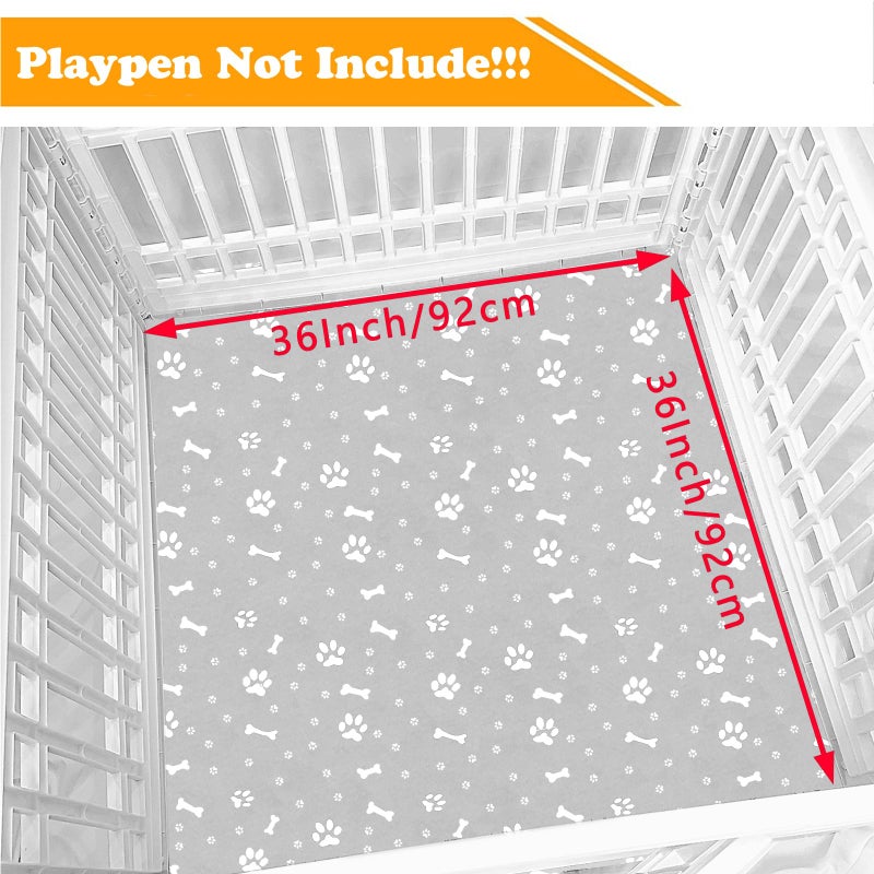 THINMUHAND Dog Playpen Bottom Pad Fits for 36 Inch 4 Panels Exercise Pet Playpen, Dog Crate Pad Puppy Playpen Pad, Hoop and Loop Design (Note: Playpen Not Included). -Gray - Image 2