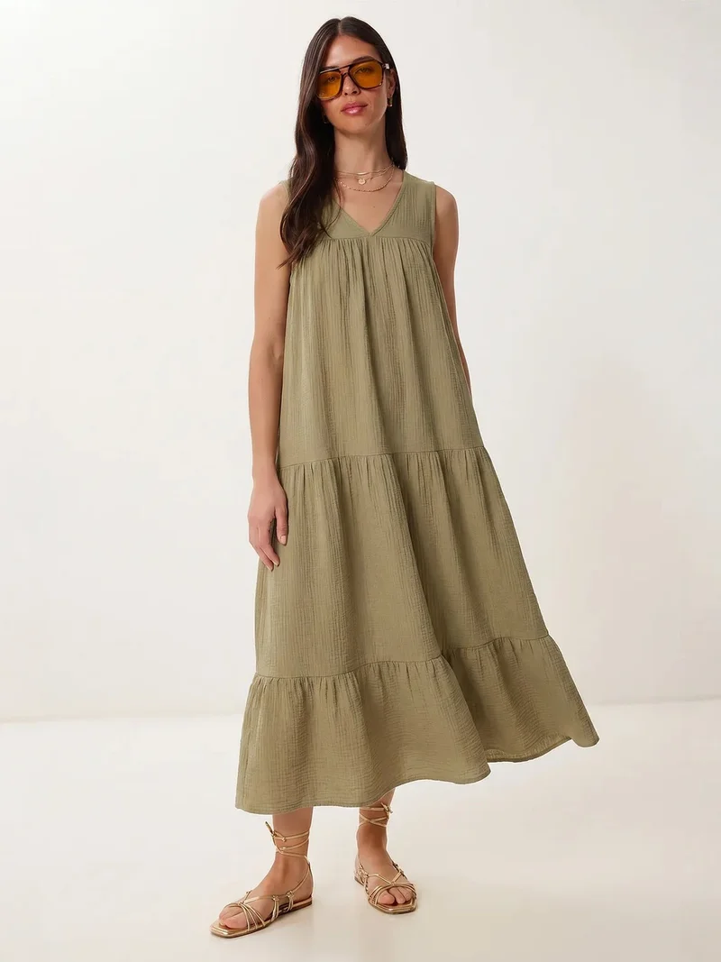 السعادة في إسطنبول ISTANBUL Frilly V-Neck Midi Dress
