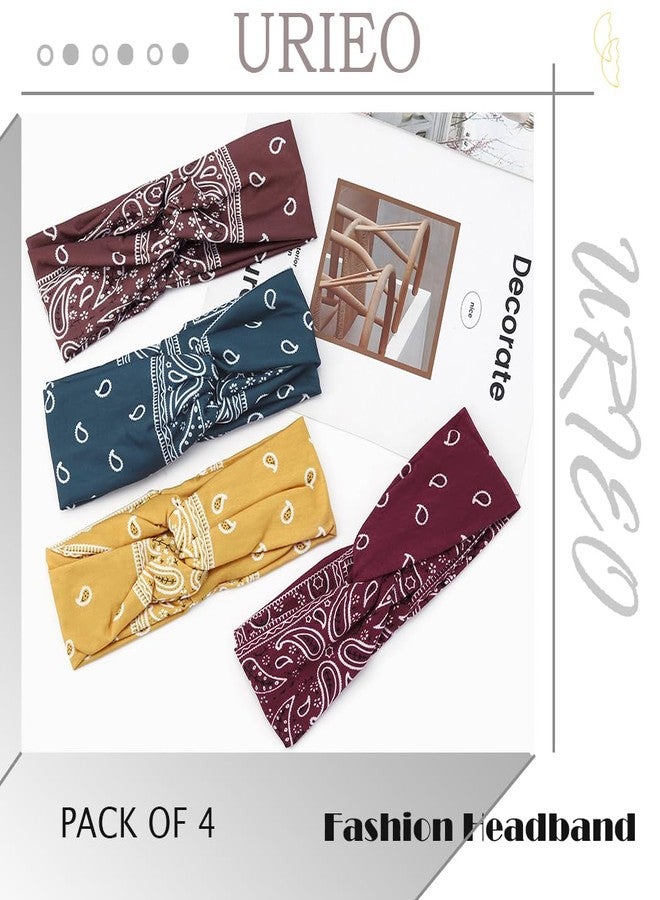 اوريو عصابة رأس أوريو باندانا بنقشة بيزلي، ربطات شعر معقودة، عمامة رأس مطاطية، مناسبة للرياضة واليوغا للنساء - Image 3