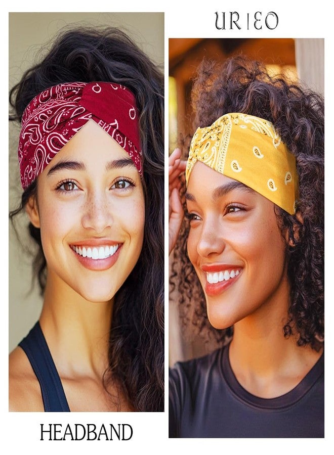 اوريو عصابة رأس أوريو باندانا بنقشة بيزلي، ربطات شعر معقودة، عمامة رأس مطاطية، مناسبة للرياضة واليوغا للنساء - Image 2