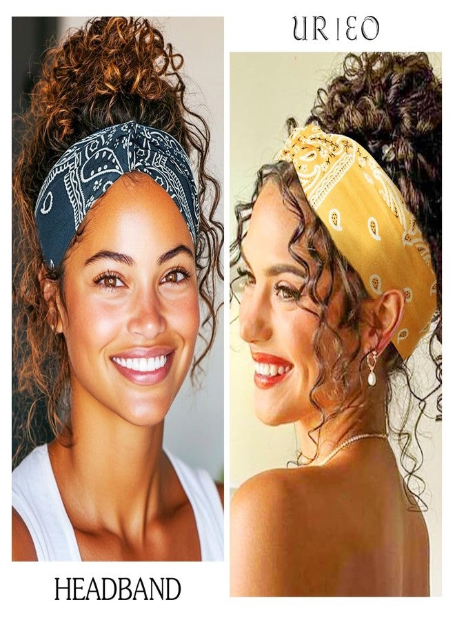 اوريو عصابة رأس أوريو باندانا بنقشة بيزلي، ربطات شعر معقودة، عمامة رأس مطاطية، مناسبة للرياضة واليوغا للنساء - Image 4