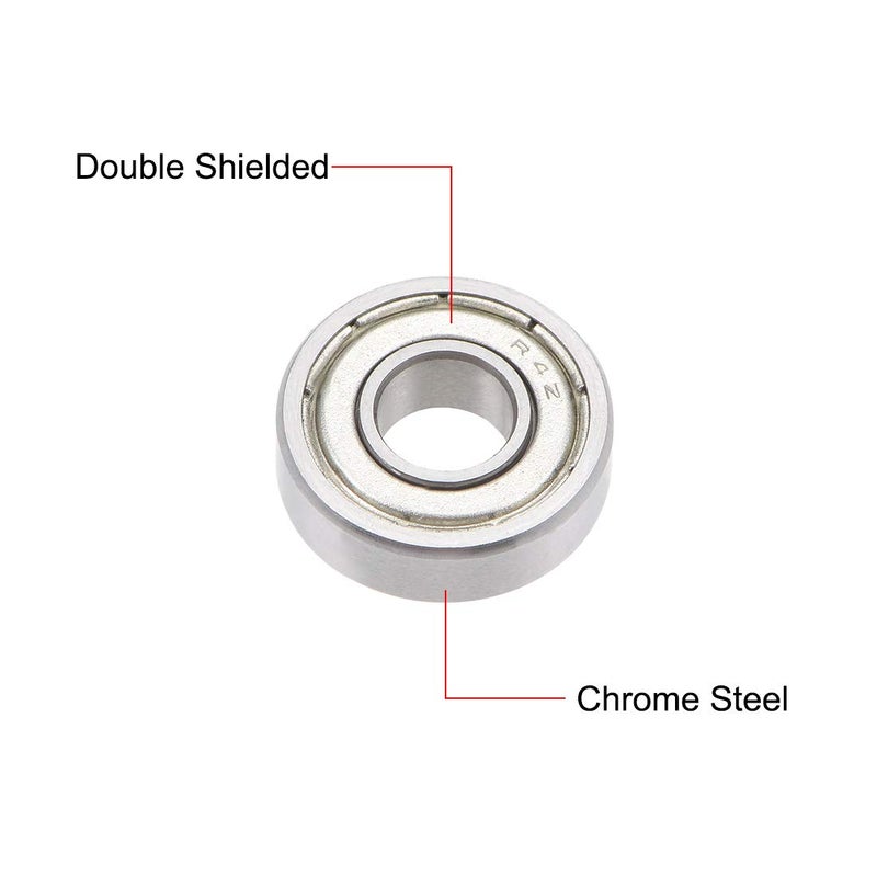 uxcell R4ZZ Ball Bearing 1/4-inchx5/8-inchx0.196-inch Double Shielded ABEC-1 Bearings 10pcs - Image 2