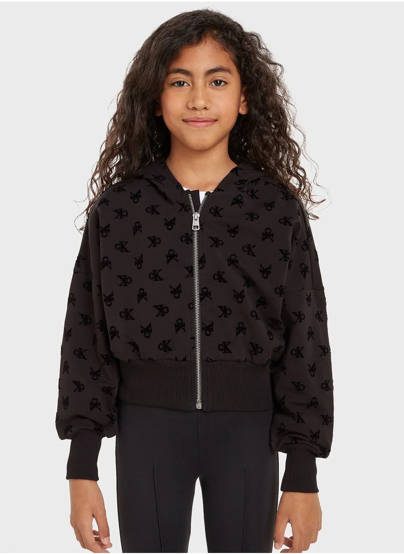 Calvin Klein Jeans Youth Aop Zip Through Hoodie
