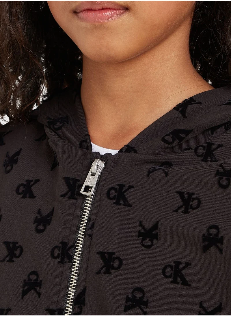 Calvin Klein Jeans Youth Aop Zip Through Hoodie
