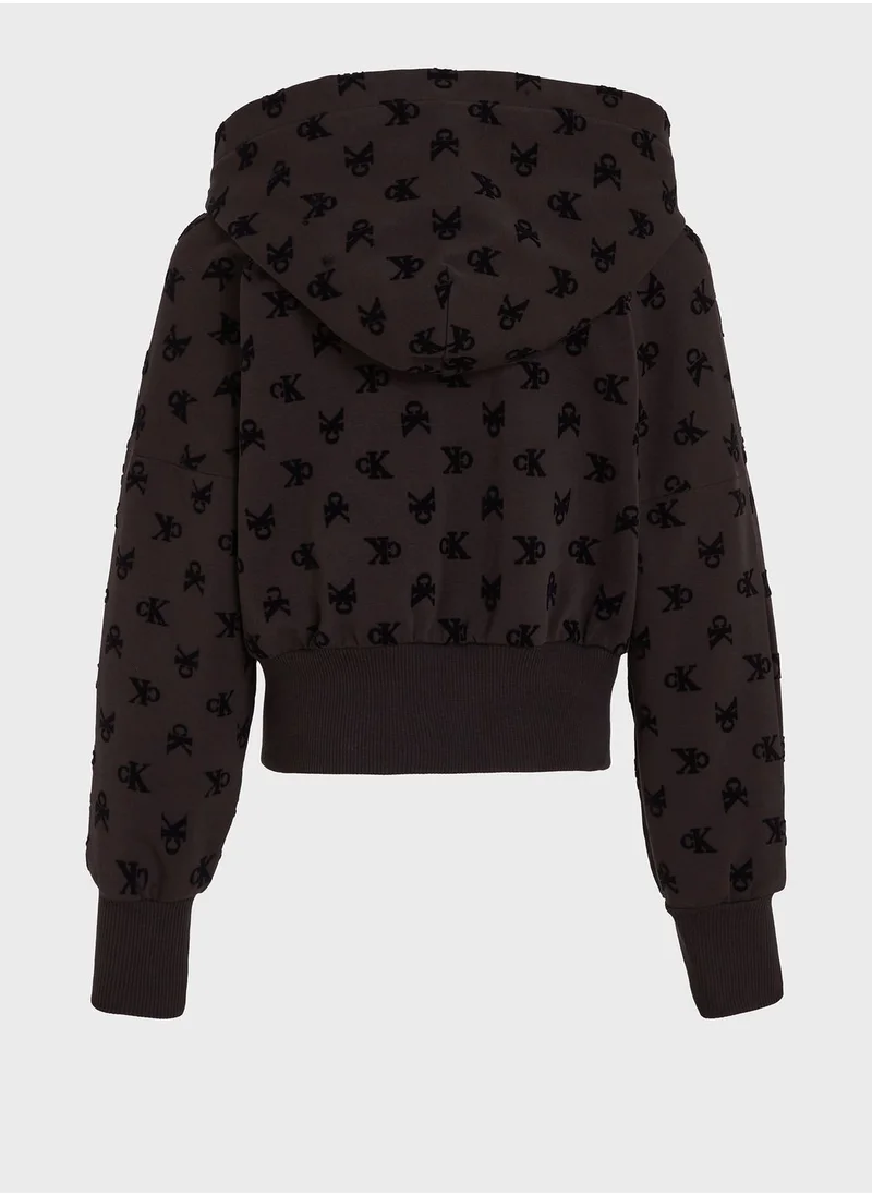Calvin Klein Jeans Youth Aop Zip Through Hoodie