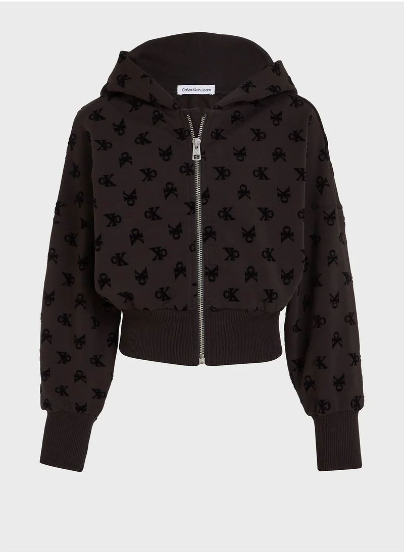 Calvin Klein Jeans Youth Aop Zip Through Hoodie