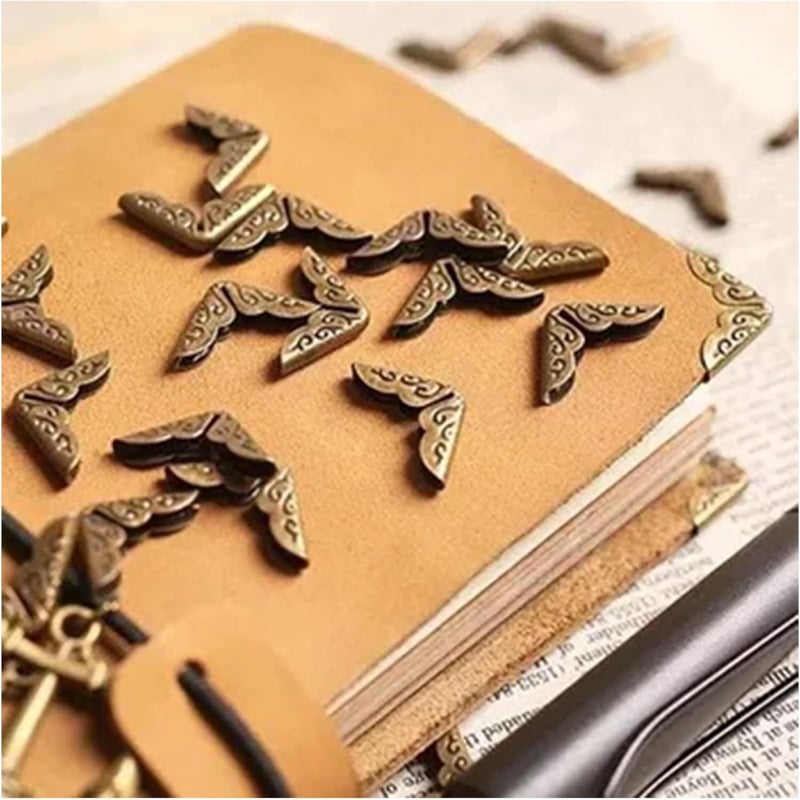 LINYUEARUI 200PCS Vintage Book Corner Protector Metal，Corner Cover for Scrapbook，Protector File Folder Corner，Decorative Protector for Scrapbook Album Men，for Crafting Scrapbooking Photo Angle Book Cover Menus - Image 3