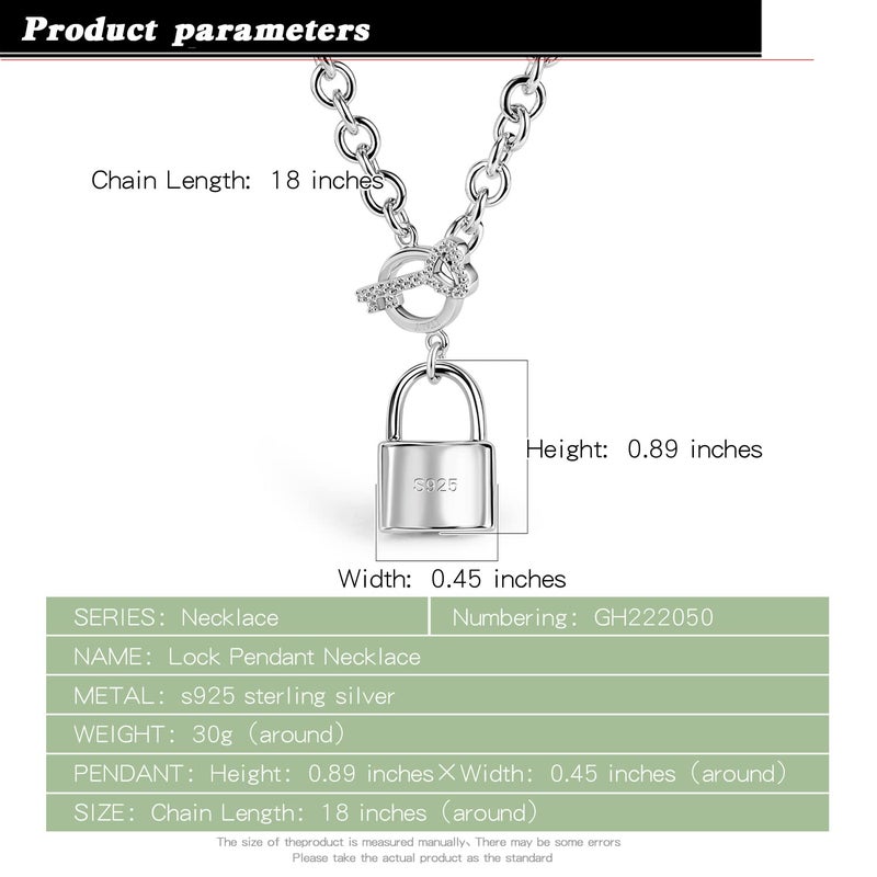 Dankadi Women 925 Sterling Silver Key Lock Pendant Necklace Fashion Solid Silver Rolo Chain Charm Choker Accessories Fine Jewelry Gift (18 inches) - Image 4