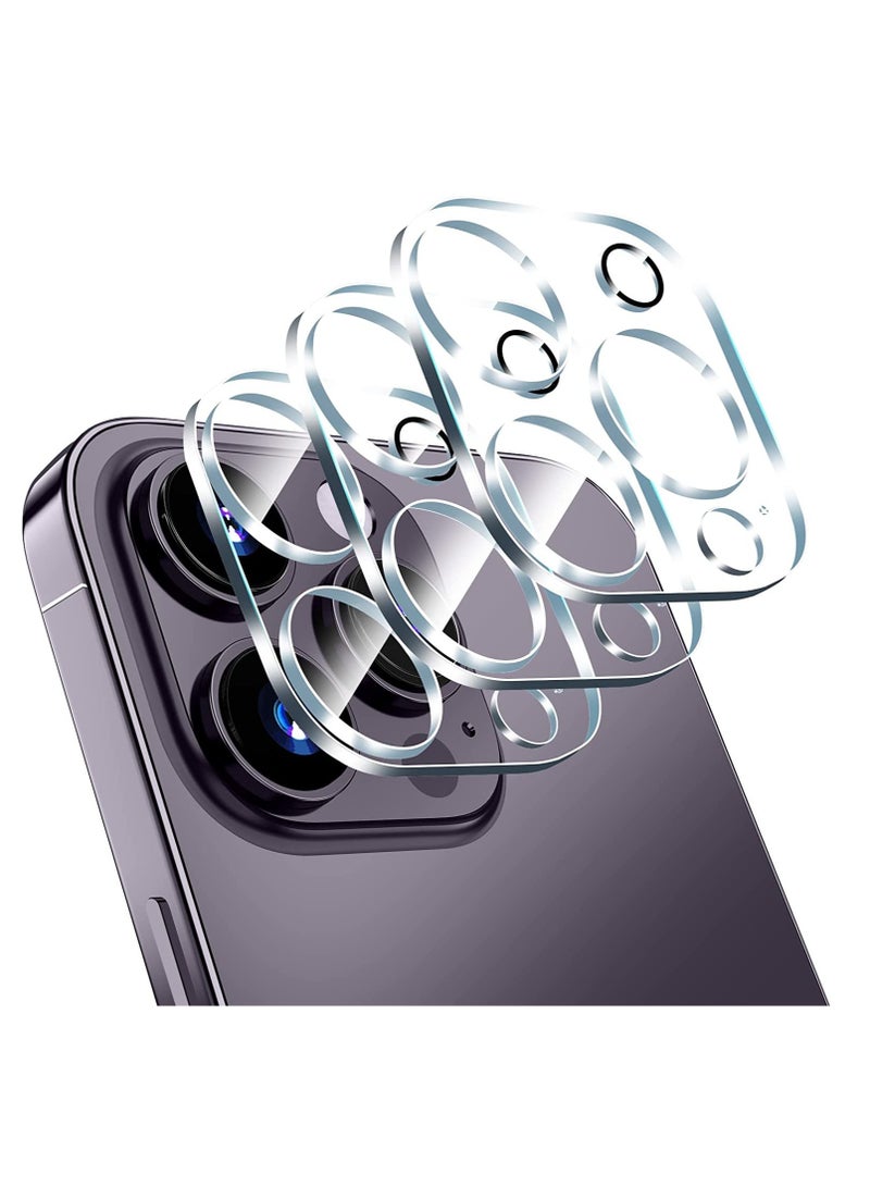 ELTRAZONE [عبوة من 3 قطع] واقي عدسة الكاميرا لهاتف iPhone 14 Pro مقاس 6.1 بوصة / iPhone 14 Pro Max مقاس 6.7 بوصة، طبقة زجاجية مقسّاة 9H مع حلقة مضادة للوميض، شفاف عالي الدقة، مقاوم للخدش، مناسب للجراب، سهل التركيب - Image 1
