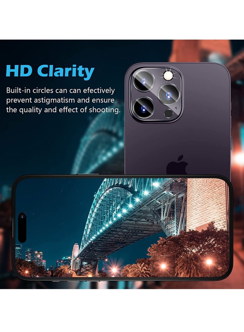 ELTRAZONE [عبوة من 3 قطع] واقي عدسة الكاميرا لهاتف iPhone 14 Pro مقاس 6.1 بوصة / iPhone 14 Pro Max مقاس 6.7 بوصة، طبقة زجاجية مقسّاة 9H مع حلقة مضادة للوميض، شفاف عالي الدقة، مقاوم للخدش، مناسب للجراب، سهل التركيب - Image 4
