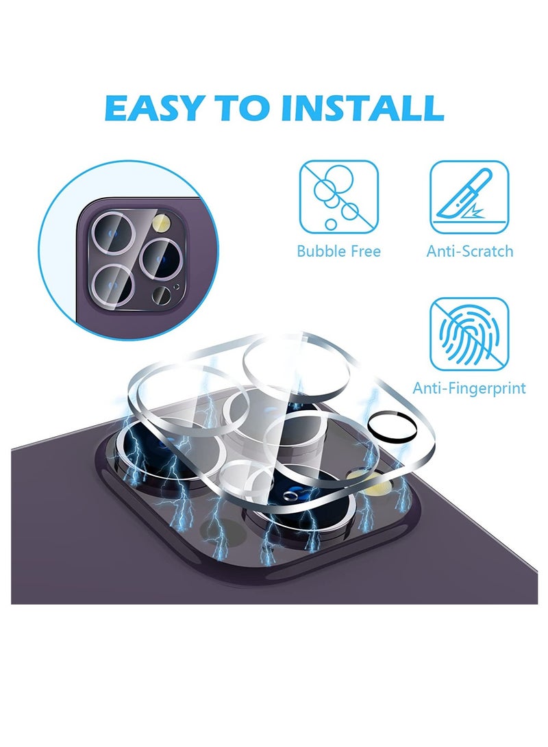 ELTRAZONE [عبوة من 3 قطع] واقي عدسة الكاميرا لهاتف iPhone 14 Pro مقاس 6.1 بوصة / iPhone 14 Pro Max مقاس 6.7 بوصة، طبقة زجاجية مقسّاة 9H مع حلقة مضادة للوميض، شفاف عالي الدقة، مقاوم للخدش، مناسب للجراب، سهل التركيب - Image 3