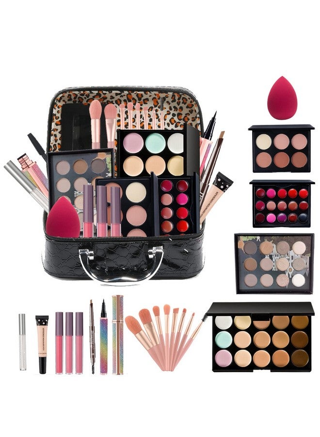 pomcral All In One Makeup Kitfull Makeup Set For Wonmen Includes 12 Colors Eyeshadow Palette Lip Gloss Liquid Lipstick Make Up Sponge Brushes Eyebrow Concealer With Makeup Bag - Image 1