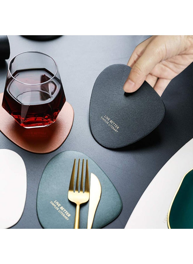 WinCheer Leather Placemats and Coasters Set of 2, Round Table Coffee Mat Waterproof Greaseproof Heat-Resistant Washable PU Leather Placemat for Dining Table - Image 3