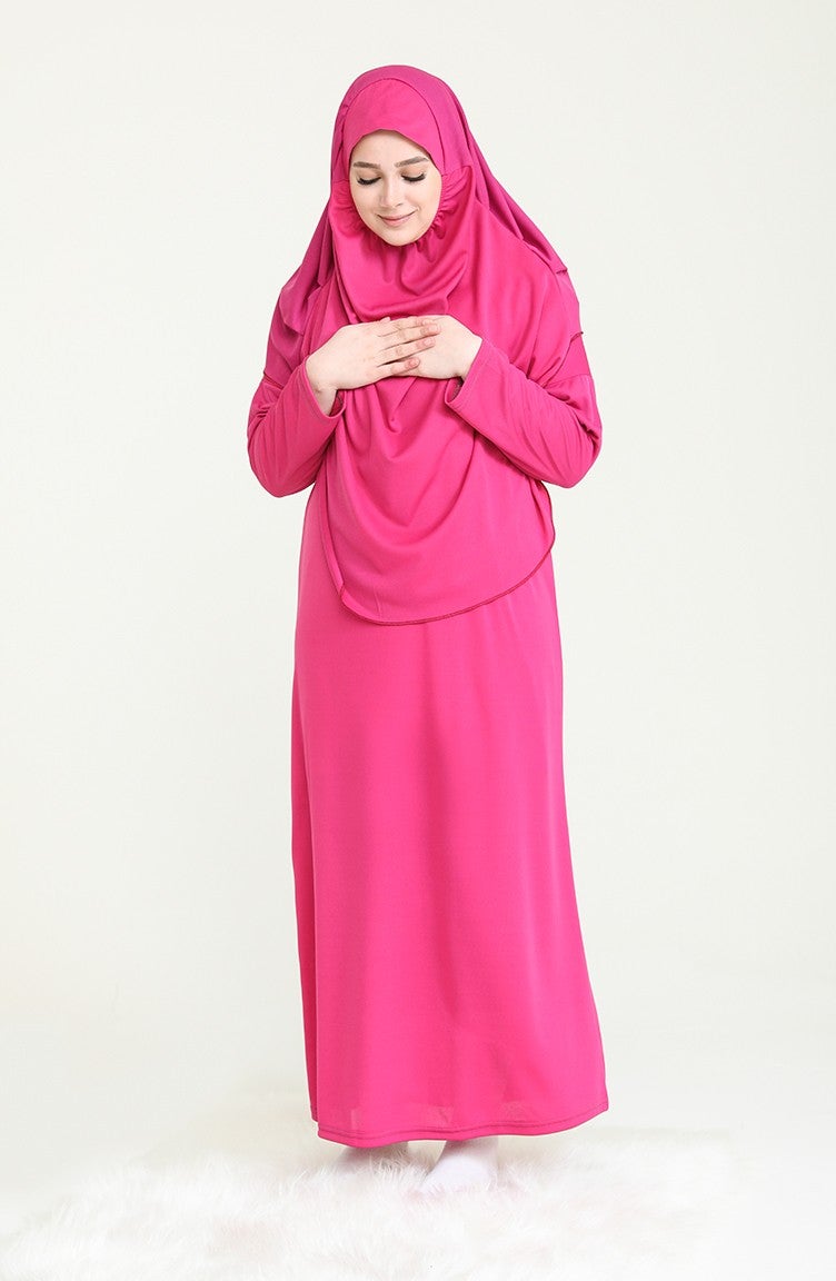 Sefa Merve Prayer Dress with Bag 4486A-07 Pink - Image 1