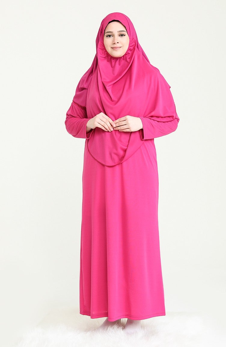 Sefa Merve Prayer Dress with Bag 4486A-07 Pink - Image 2