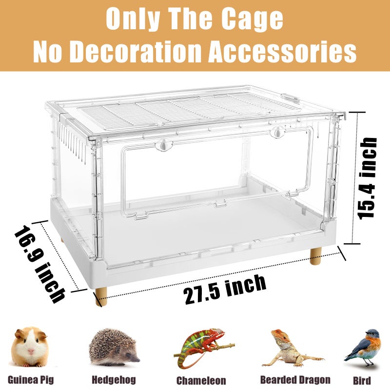 Ruexue Larger Acrylic Transparent Hamster Cage - Small Animal Cage for Guinea Pig, Hedgehog,Dwarf Hamster, Rat,Mouse,Ferret, Sugar Glider and Bird,DIY Extendable & Stackableï¼ˆ27.5" Lx16.9 Wx15.4 Hï¼‰ - Image 2