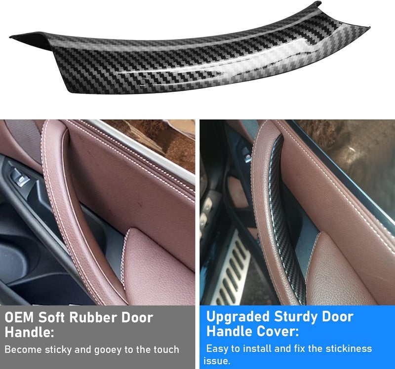 Jaronx Compatible with BMW X5 F15/X6 F16 Door Handle Covers,3PCS Carbon Fiber Pattern Door Pull Covers for X5 F15 2014-2018,X6 F16 2015-2018, Left/Right Side Door Handle Interior Door Pull Handle - Image 4