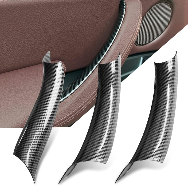 Jaronx Compatible with BMW X5 F15/X6 F16 Door Handle Covers,3PCS Carbon Fiber Pattern Door Pull Covers for X5 F15 2014-2018,X6 F16 2015-2018, Left/Right Side Door Handle Interior Door Pull Handle - Image 1