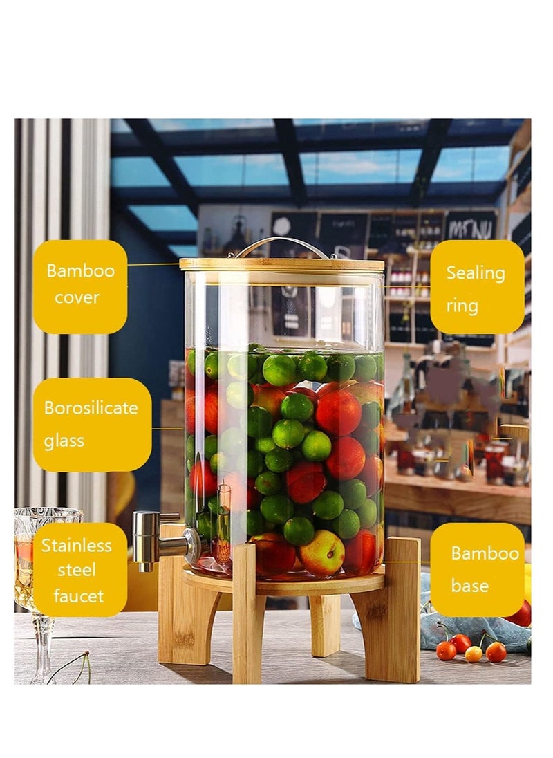 1Chase Borosilicate Glass Beverage Dispenser with Spigot and Wooden Stand 8L  - Image 2