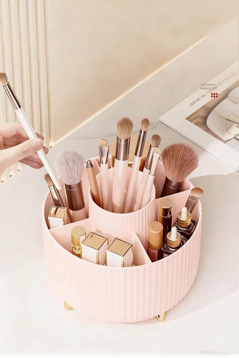 Reflygen 360 Degree Rotating Desktop Organizer,Makeup Brushes,Pencils,Desktop Stationery Storage Rotating Rack,Premium Plastic Organizer For Office,School And Home (Pink) - Image 2