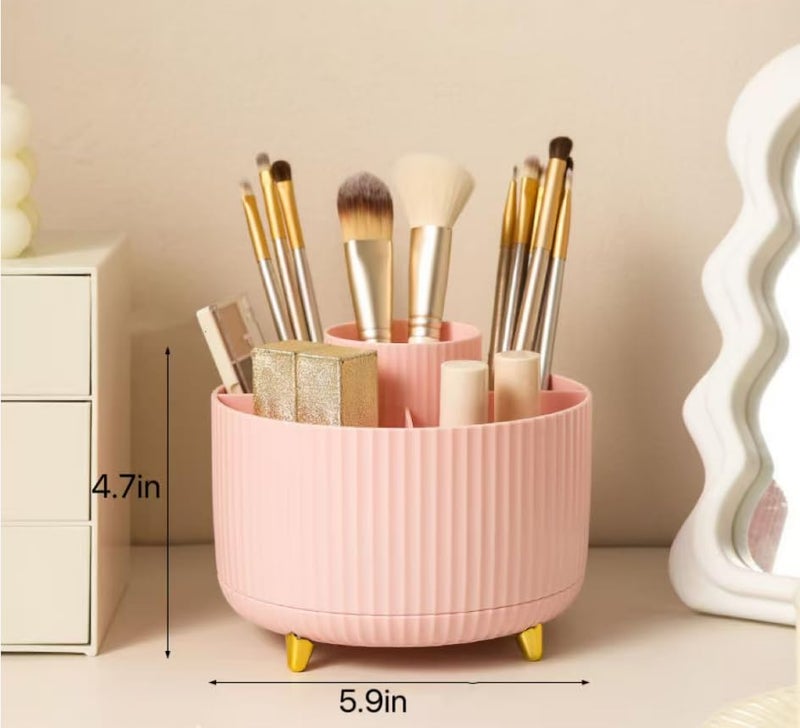 Reflygen 360 Degree Rotating Desktop Organizer,Makeup Brushes,Pencils,Desktop Stationery Storage Rotating Rack,Premium Plastic Organizer For Office,School And Home (Pink) - Image 4