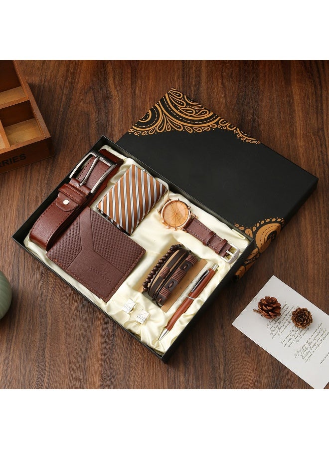 Men's Watch Gift Set, Business Gift Box, Fashion Leather Wallet, Father's Day Gift For Dad, Valentine's Day Gift For Husband/Boyfriend, Graduation, Birthday, Friends, Teacher, Student Gift