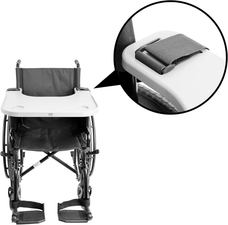 PEPE Mobility Removable Wheelchair Tray with Cup Holder, Dining Table and Universal Accessory, Easy to Install, Grey - Image 4