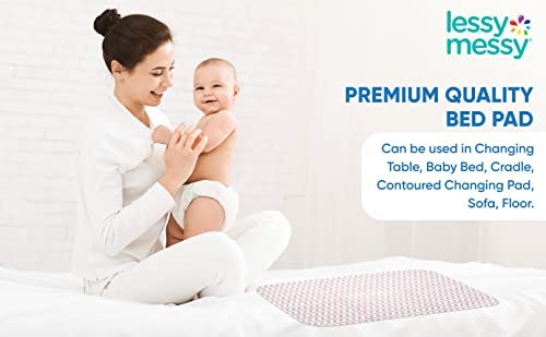 Lessy Messy Waterproof Baby Changing Pad for Dresser Extra Large Diaper Changing Mat HighTemperature Safe Easy to Clean Portable Travel Changing Pad Peach Chevron - Image 3