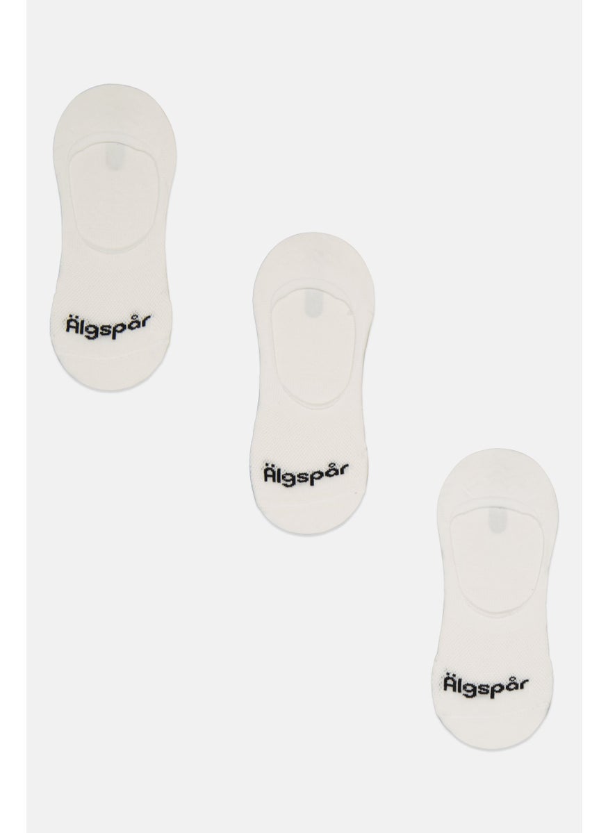 Algspar Men 3 Pair Brand Logo Invisible Socks, White  - Image 1