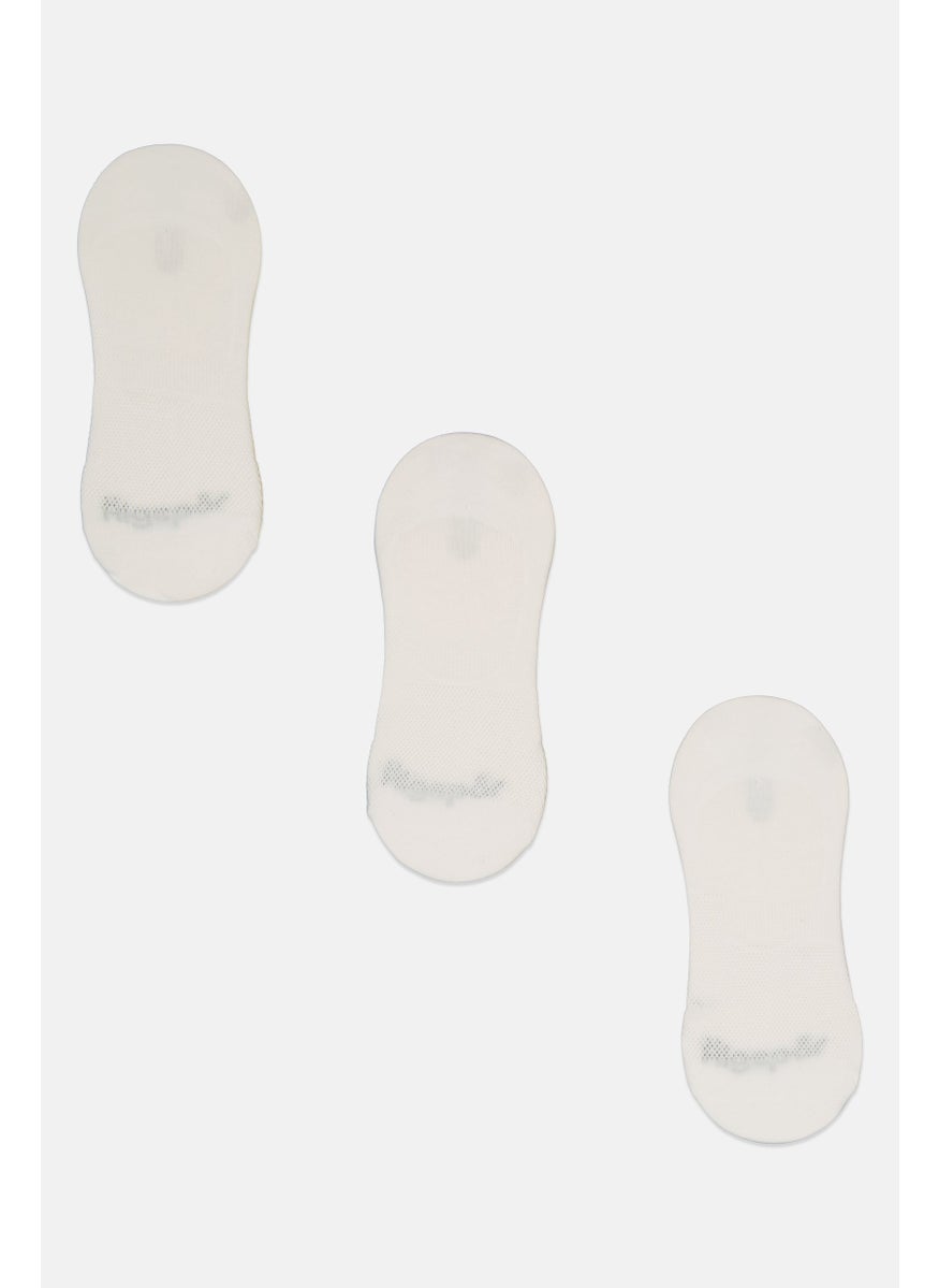 Algspar Men 3 Pair Brand Logo Invisible Socks, White  - Image 2
