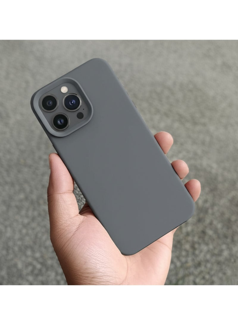 AKSESORY iPhone 12 Pro Silicone Case (6.1”) – Grey Shockproof Soft Touch Slim Fit Cover, Anti-Scratch Durable Protective Back Case - Image 2