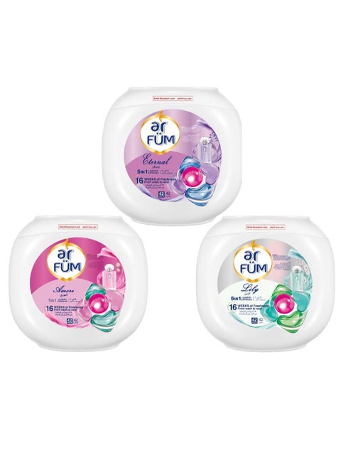 Ar Fum 5 In 1 Laundry Detergent Capsules Eternal Amore And Lily 3 x 42 Pods