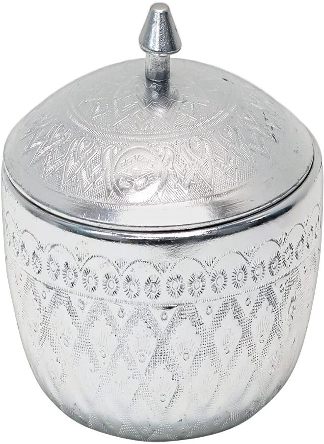 AKDC Decorative Aluminum Sugar Bowl/Box/Jar/Container/Pot With Lid, Unique Crystal Candy And Dry Fruits Bowl, Perfect For Home And Gift (10X8Cm) (Silver)  - Image 5