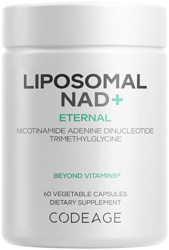Codeage Liposomal NAD Supplement NAD Nicotinamide Adenine Dinucleotide Coenzyme Pills 500 mg NAD Per Serving Betaine Anhydrous Liposomal Delivery Vegan NonGMO GlutenFree 60 Capsules