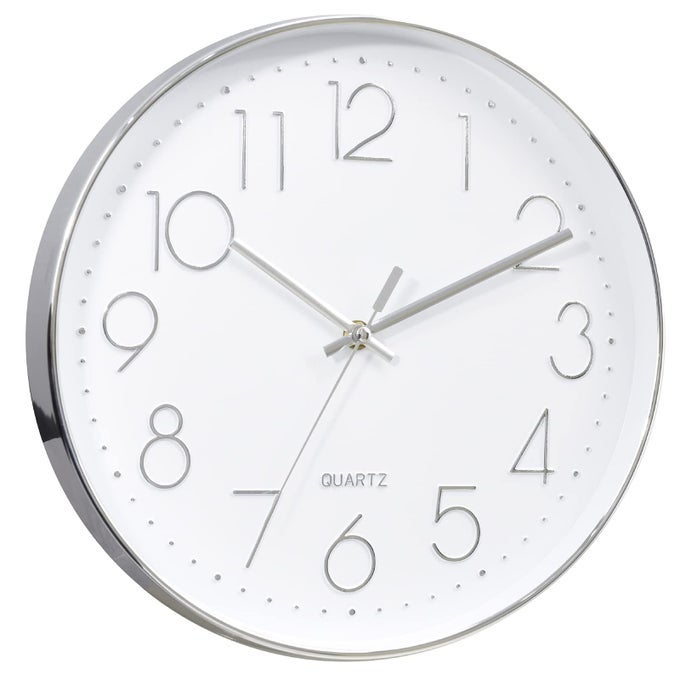 12 INCHES ROUND SILENT NON TICKING QUARTZ WALL CLOCK ELEGANT SILVER FRAME