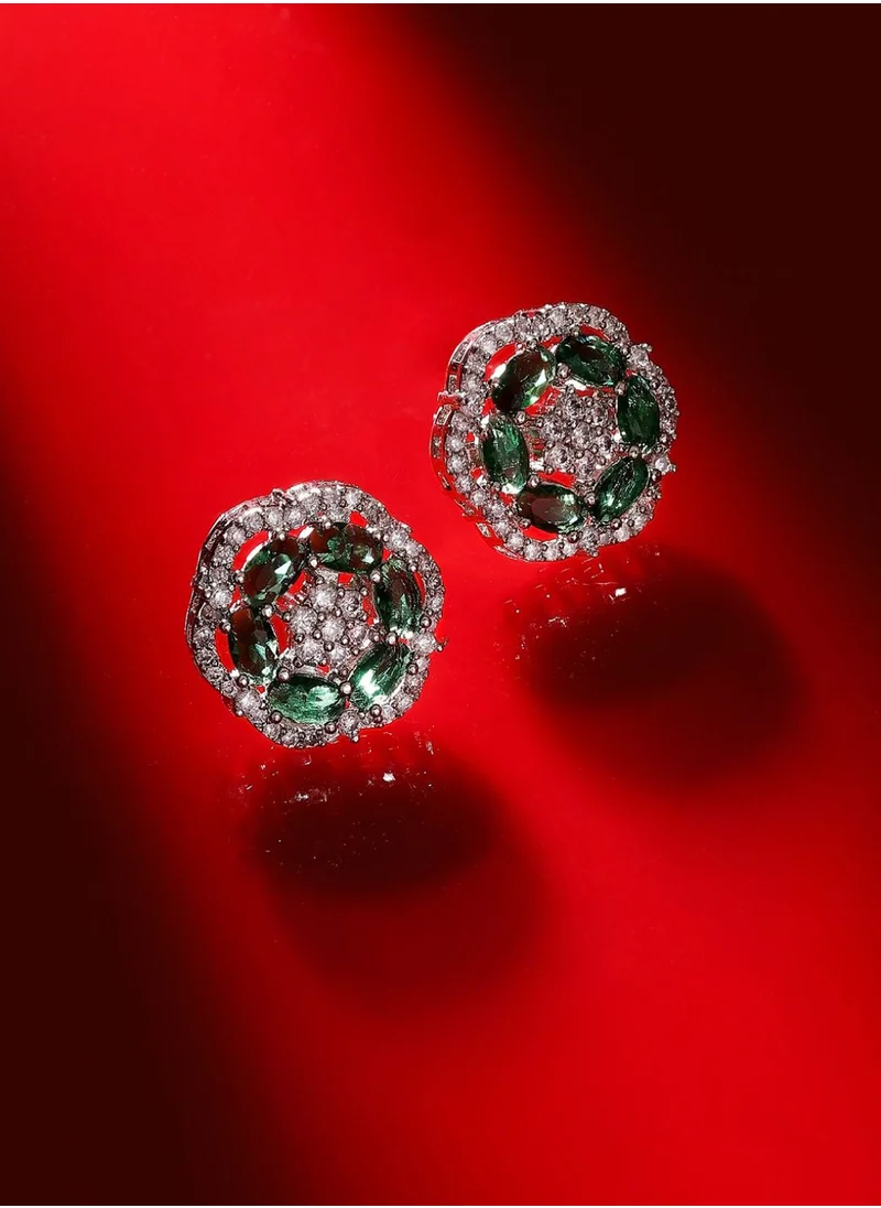 Priyaasi American Diamond Studded Floral Studs