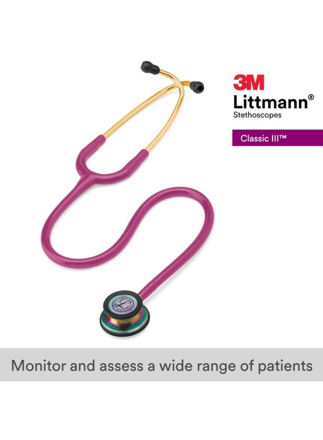 ثري أم ليتمان سماعة طبية 3M ليتمن كلاسيك 3 بأنبوب توت أحمر مع لمسة قوس قزح موديل 5806 - Image 3