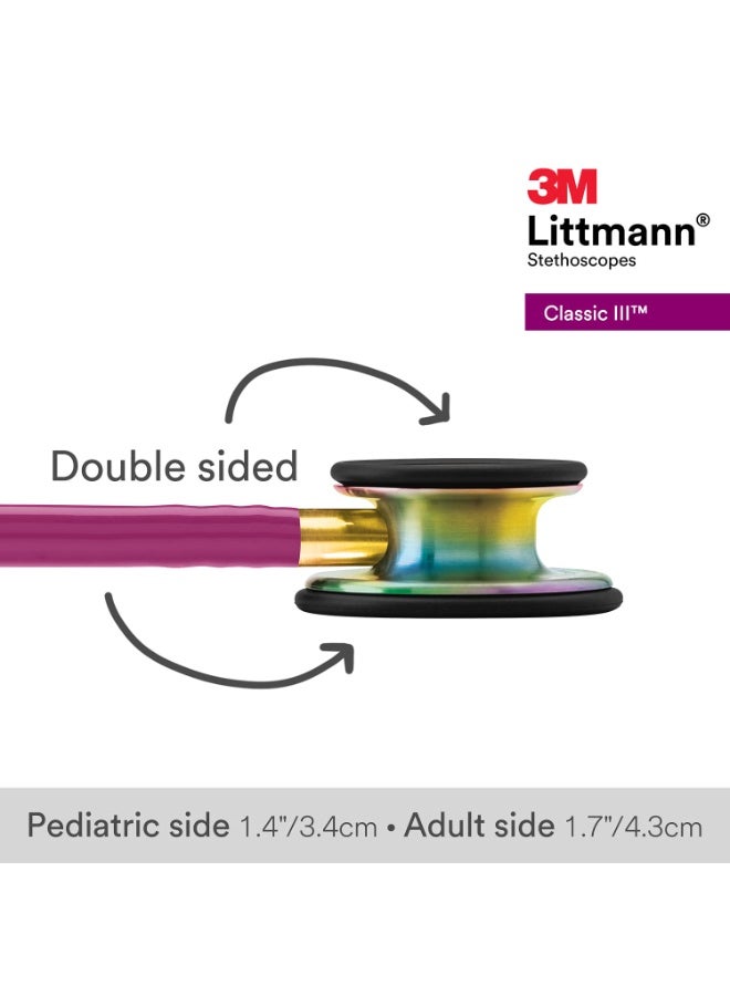 ثري أم ليتمان سماعة طبية 3M ليتمن كلاسيك 3 بأنبوب توت أحمر مع لمسة قوس قزح موديل 5806 - Image 4